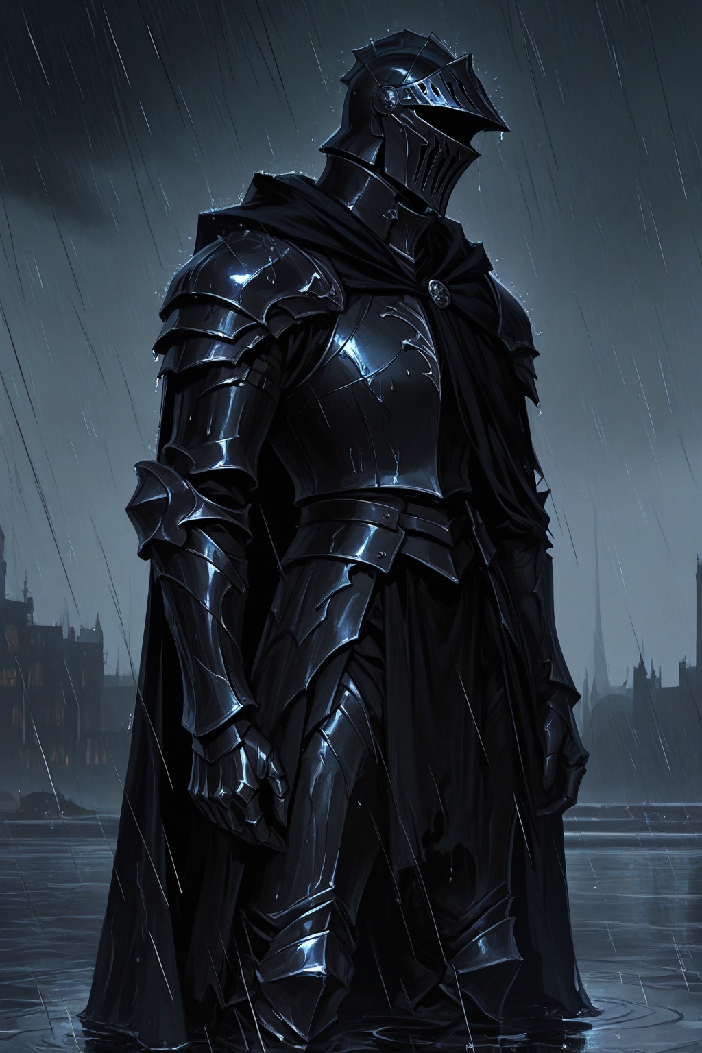 1 solo,  male focus,  Lonely gothic knight on Tensor.Art