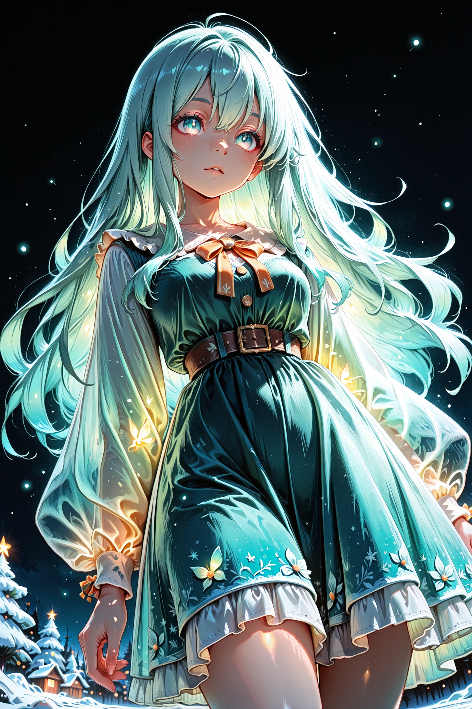 Watercolor,  soft light,  firefly girl in a dress on Tensor.Art