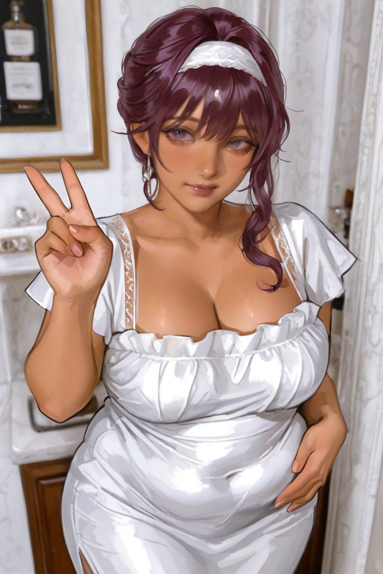 a mature woman with burgundy hair,  stylized with a honeycomb hairstyle. deep purple eyes,  wears pink make-up on Tensor.Art