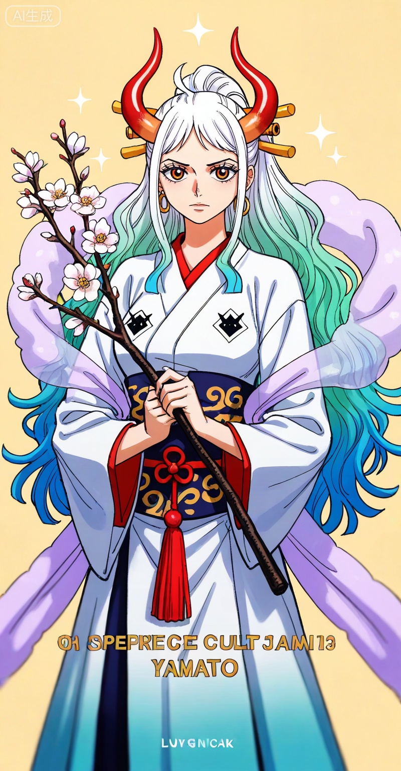 ,Yamato,Yamato (one piece),Yamato (one piece),
1girl,solo,horns,retro artstyle,multicolored hair,earrings,jewelry,looking at viewer,hair ornament,long hair,green hair,hair stick,curled horns,white hair,multicolored horns,red horns,ahoge,orange eyes,closed mouth,ponytail,gradient hair,high ponytail,aqua hair,
lvjing,1girl,long hair,hair ornament,very long hair,flower,wide sleeves,japanese clothes,sparkle,long sleeves,hagoromo,chinese clothes,holding,solo,tassel,branch,shawl,9,

depth of field,masterpiece,best quality,very aesthetic,alternate costume,alternate costume,2024,2023,perfect composition,ultra-detailed,extreme aesthetic,(quasarcake:0.7),masterpiece,best quality,good quality,newest,year 2024,year 2023,very aesthetic,absurdres,looking_at_viewer,colorful,simple background,english text,