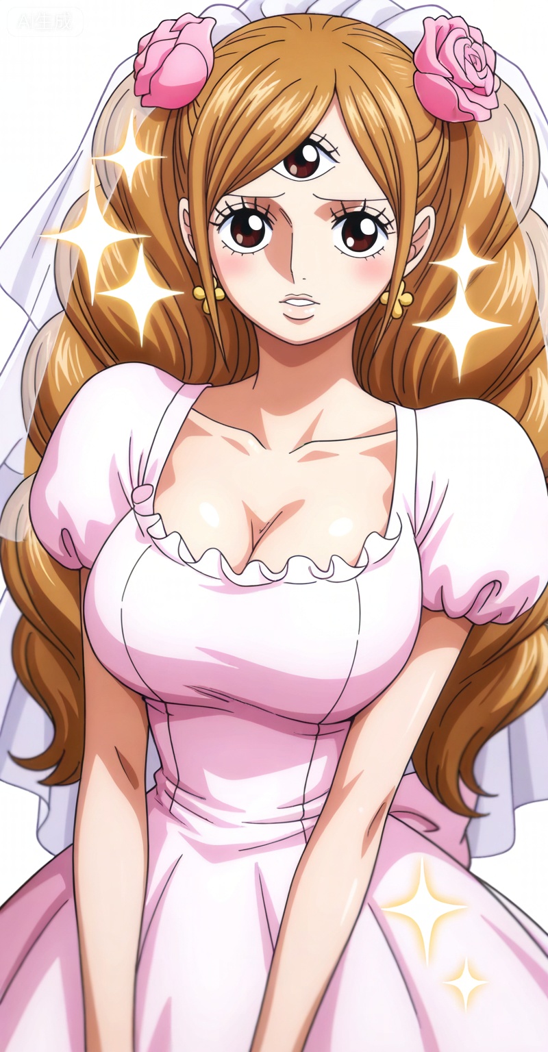 ,depth of field,masterpiece,best quality,very aesthetic,alternate costume,alternate costume,2024,2023,perfect composition,ultra-detailed,extreme aesthetic,masterpiece,best quality,good quality,newest,year 2024,year 2023,very aesthetic,absurdres,looking_at_viewer,colorful,:d,
Charlotte Pudding one piece,Charlotte Pudding\(one piece\),long hair,brown eyes,brown hair,hair ornament,twintails,eyelashes,drill hair,Charlotte Pudding one piece,Charlotte Pudding\(one piece\),1girl,breasts,solo,hair ornament,dress,long hair,hair flower,cleavage,brown hair,flower,veil,collarbone,large breasts,pink dress,brown eyes,earrings,third eye,looking at viewer,pink flower,jewelry,short sleeves,drill hair,bridal veil,twintails,transparent background,rose,upper body,sparkle,very long hair,pink rose