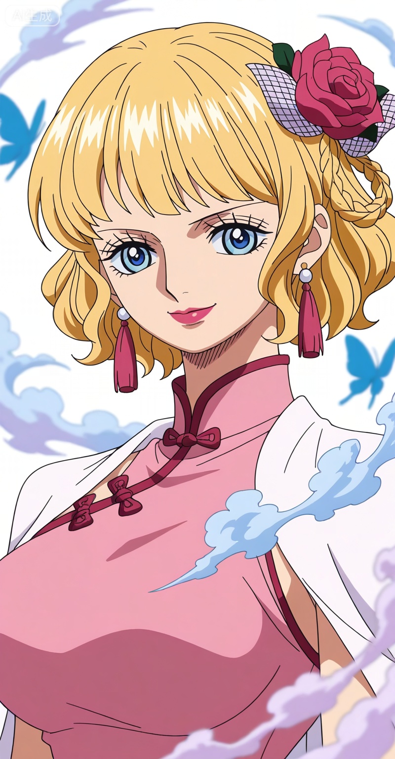 ,Stussy one piece,Stussy\(one piece\),blonde hair,blue eyes,short hair,makeup,large breasts,lipstick,Stussy one piece,Stussy\(one piece\),1girl,blue eyes,blonde hair,solo,flower,retro artstyle,short hair,looking at viewer,makeup,rose,smile,lipstick,
1girl,solo,dress,pink dress,upper body,braid,jewelry,earrings,chinese clothes,hair ornament,bug,smoke,butterfly,closed mouth,hair rings,looking at viewer,tassel earrings,

depth of field,masterpiece,best quality,very aesthetic,alternate costume,alternate costume,2024,2023,perfect composition,ultra-detailed,extreme aesthetic,masterpiece,best quality,good quality,newest,year 2024,year 2023,very aesthetic,absurdres,looking_at_viewer,colorful,white_background,simple background,