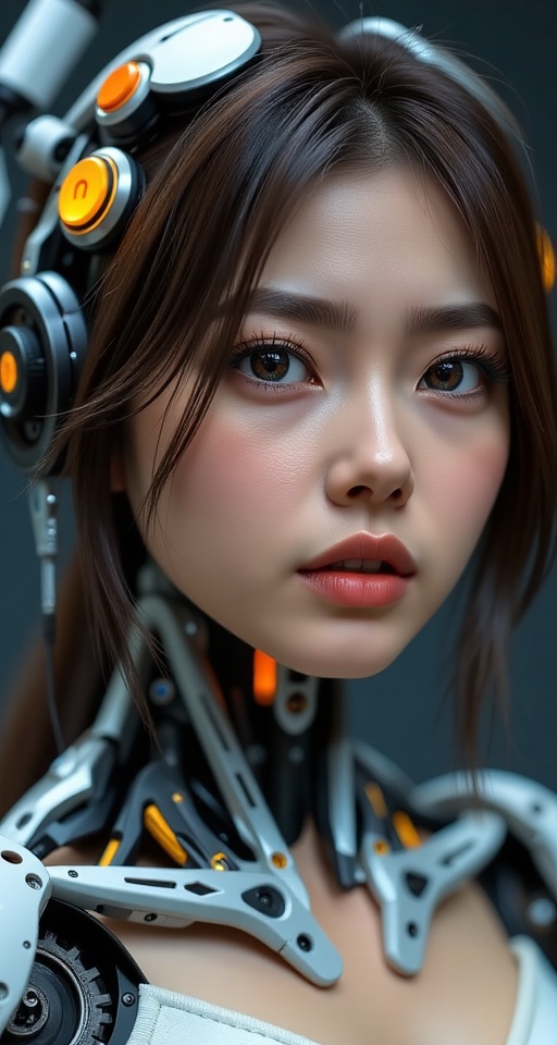 (portrait by Carne Griffiths,  Conrad Roset),  beautiful mechanical anime girl on Tensor.Art