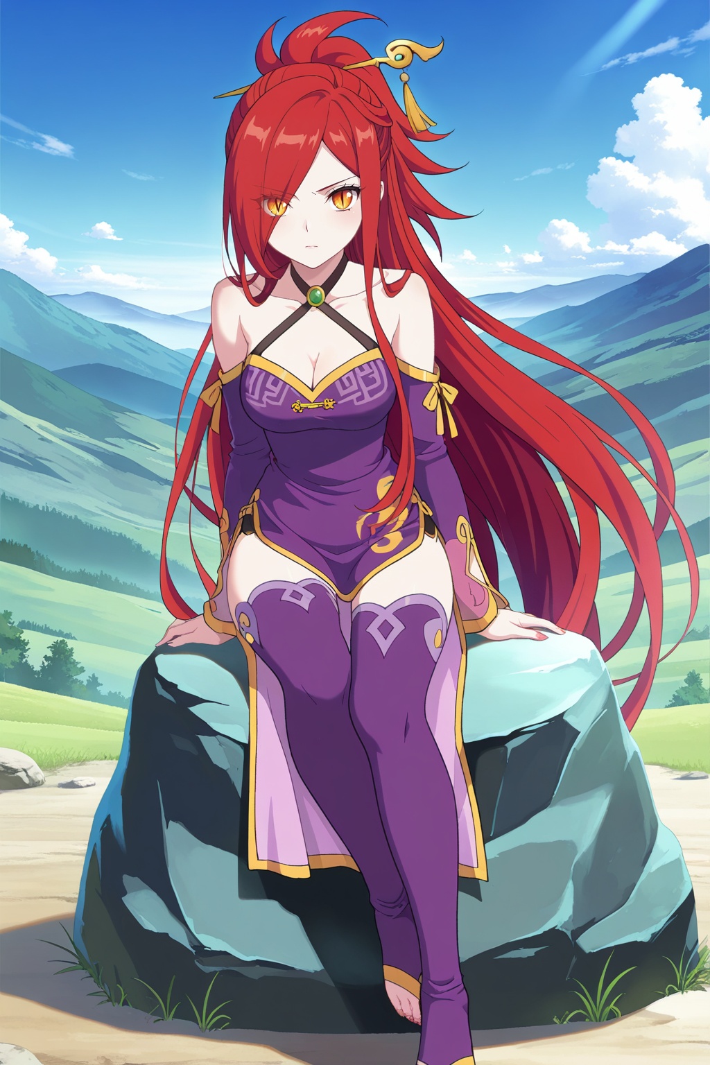 Random scene,  Random scene,  Sitting on a rock on Tensor.Art