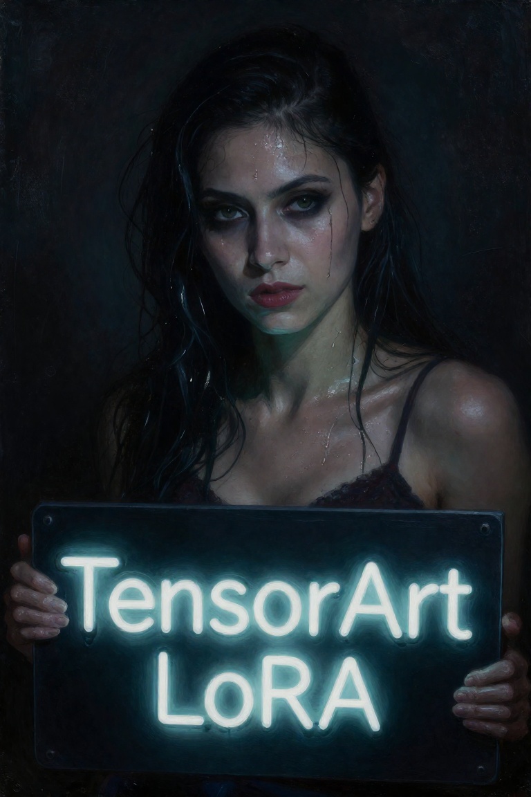 Wet and sweaty Vulcan Girl ,  oil painting,  dark and moody atmosphere on Tensor.Art