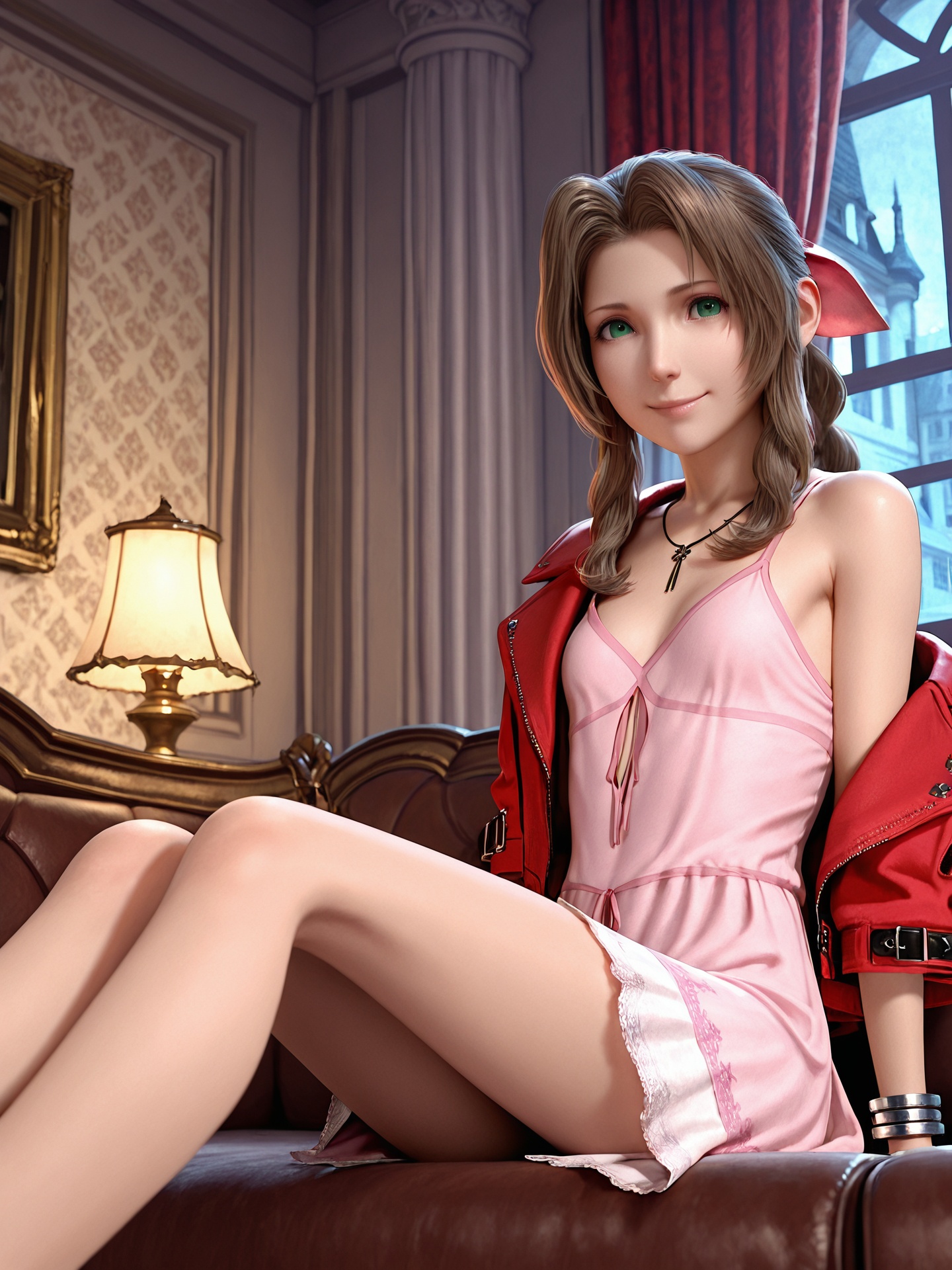 sreliata,  aerith gainsborough,  green eyes on Tensor.Art