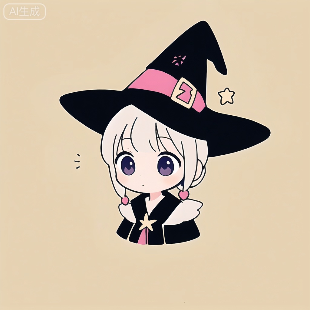 well nano,chibi, upper body,1girl, witch,
