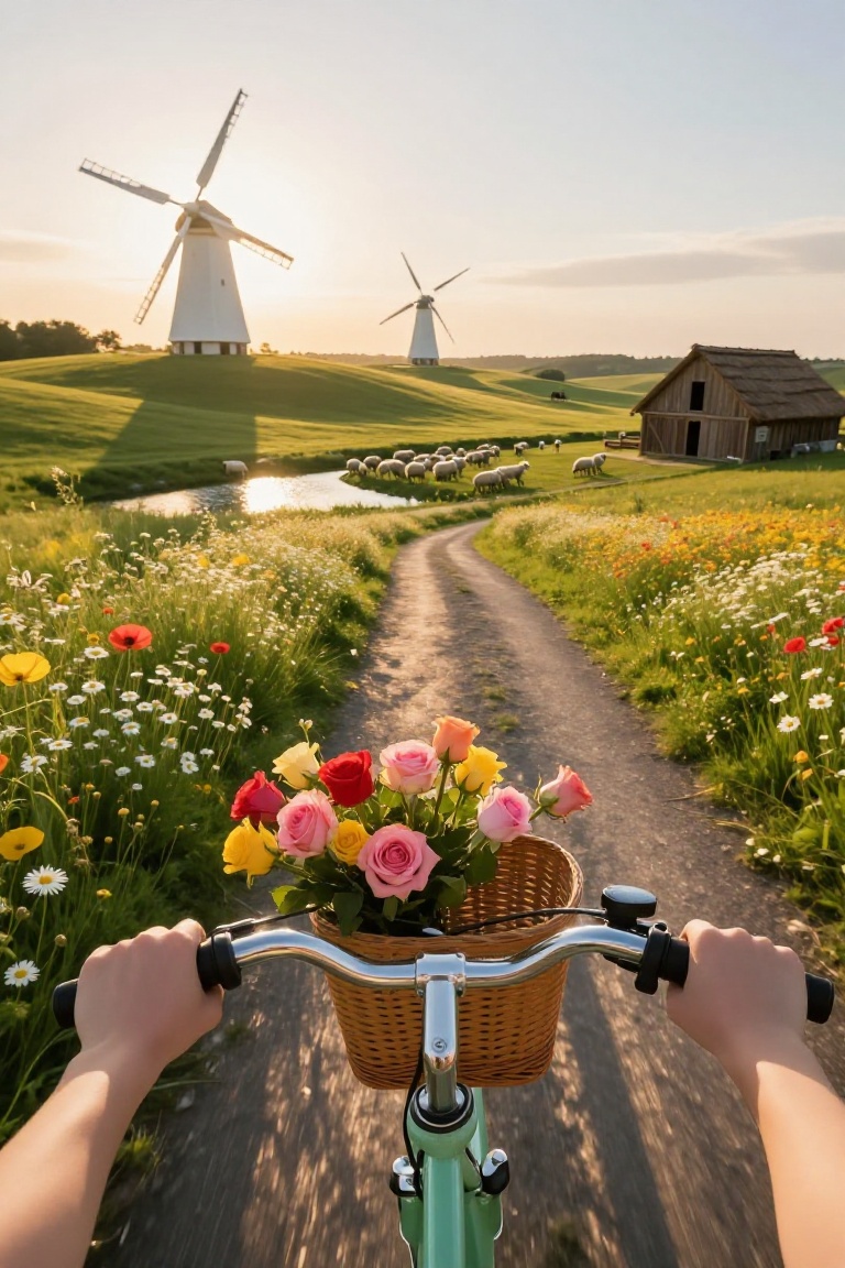 Photo,  Canon camera,  first person perspective. Seeing the handlebars on Tensor.Art