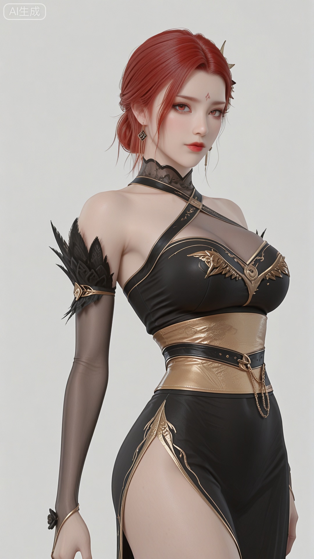 YF clothes, solo, exquisite skin, cowboy_shot, looking at viewer, even illumination, very awa, simple background,