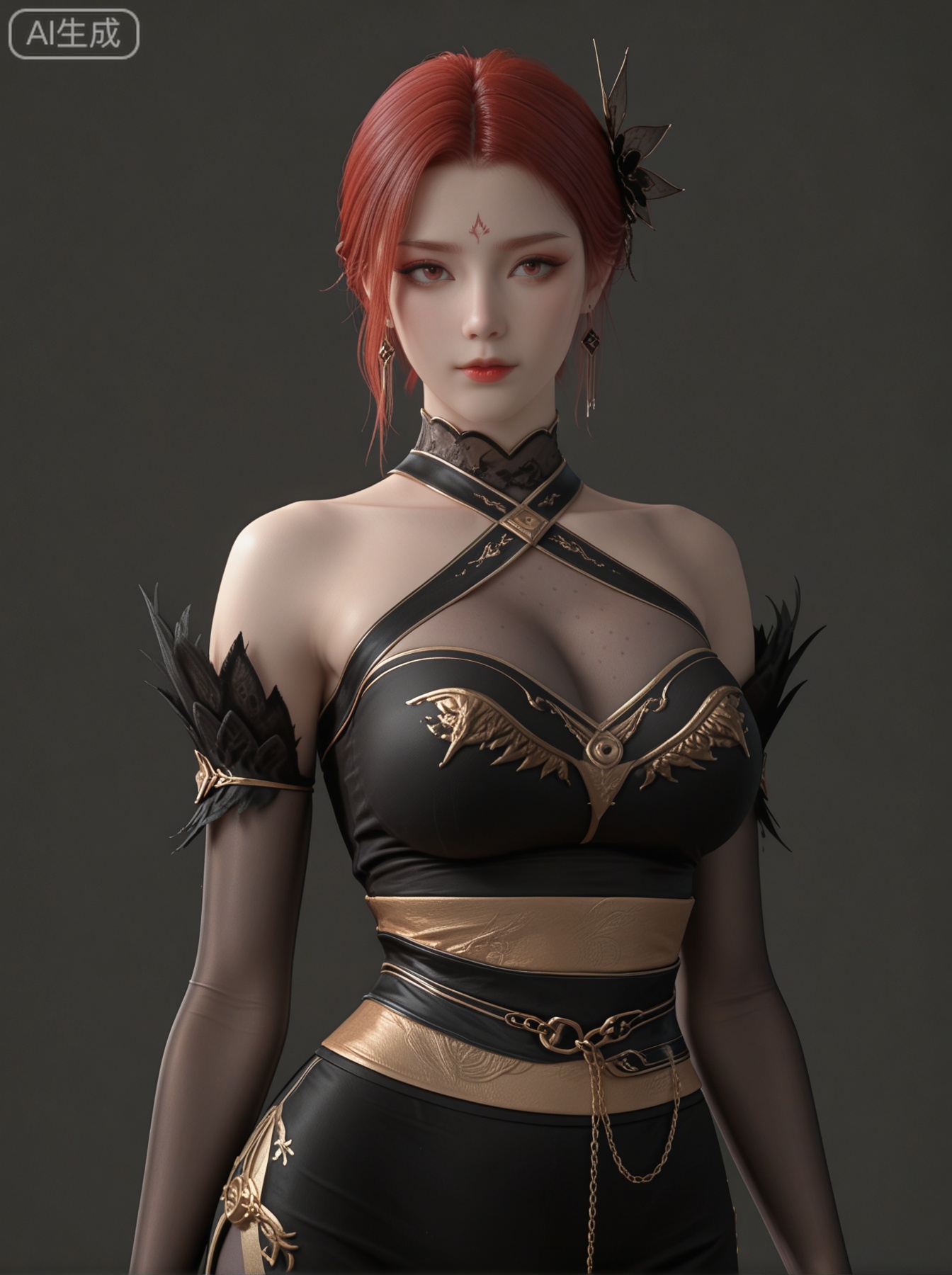 YF clothes, solo, exquisite skin, cowboy_shot, looking at viewer, even illumination, very awa, simple background,