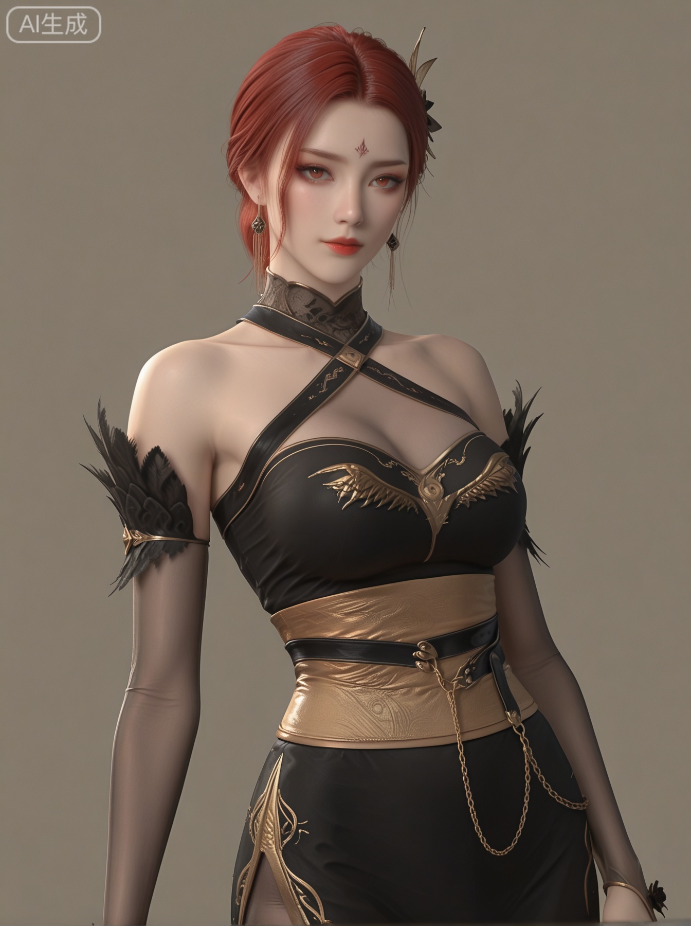 YF clothes, solo, exquisite skin, cowboy_shot, looking at viewer, even illumination, very awa, simple background,