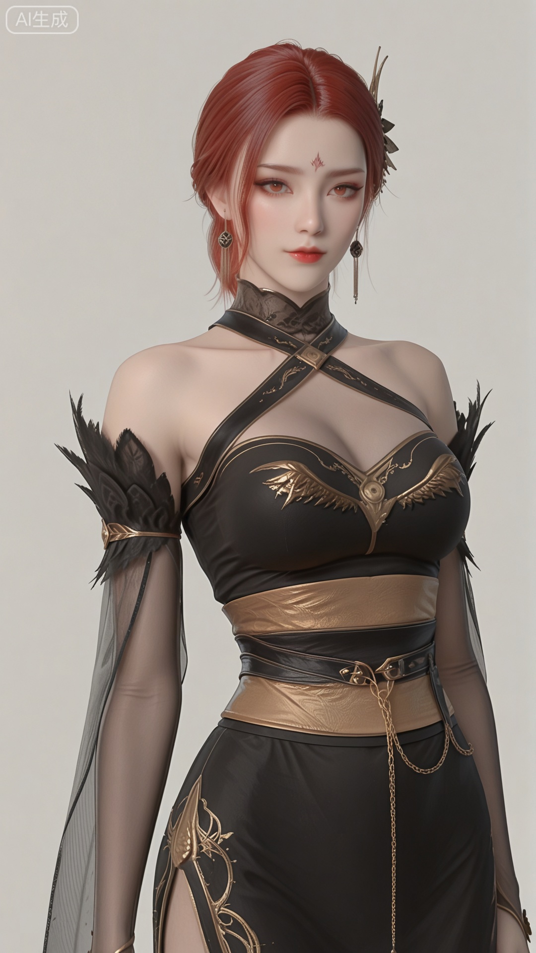 YF clothes, solo, exquisite skin, cowboy_shot, looking at viewer, even illumination, very awa, simple background,