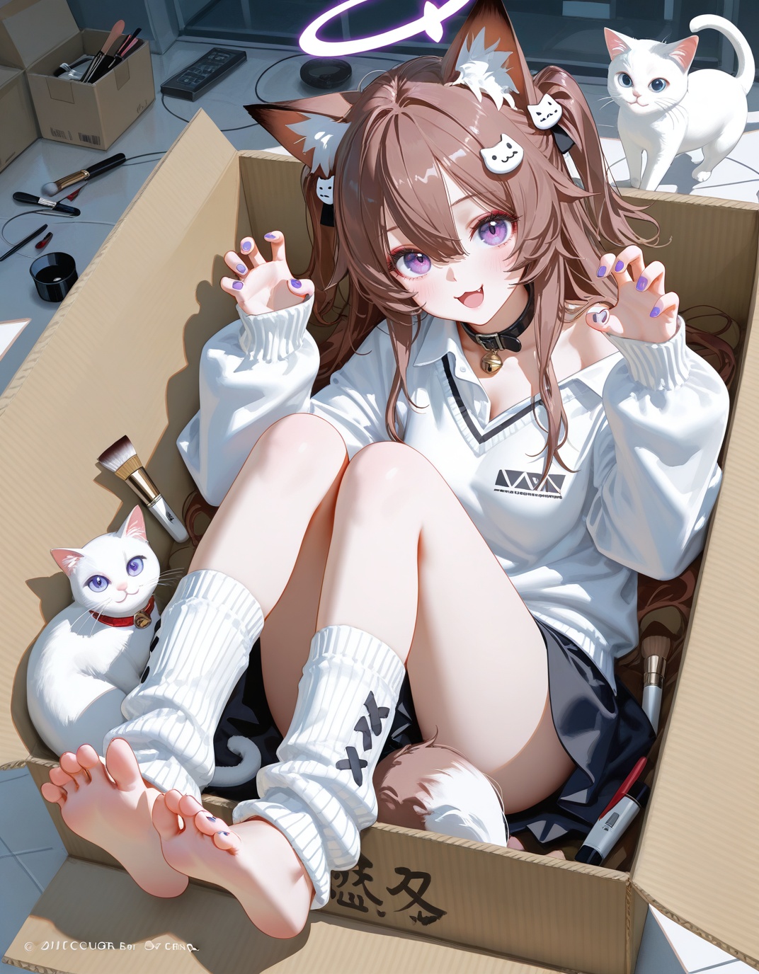 1girl,  animal ears,  purple eyes on Tensor.Art