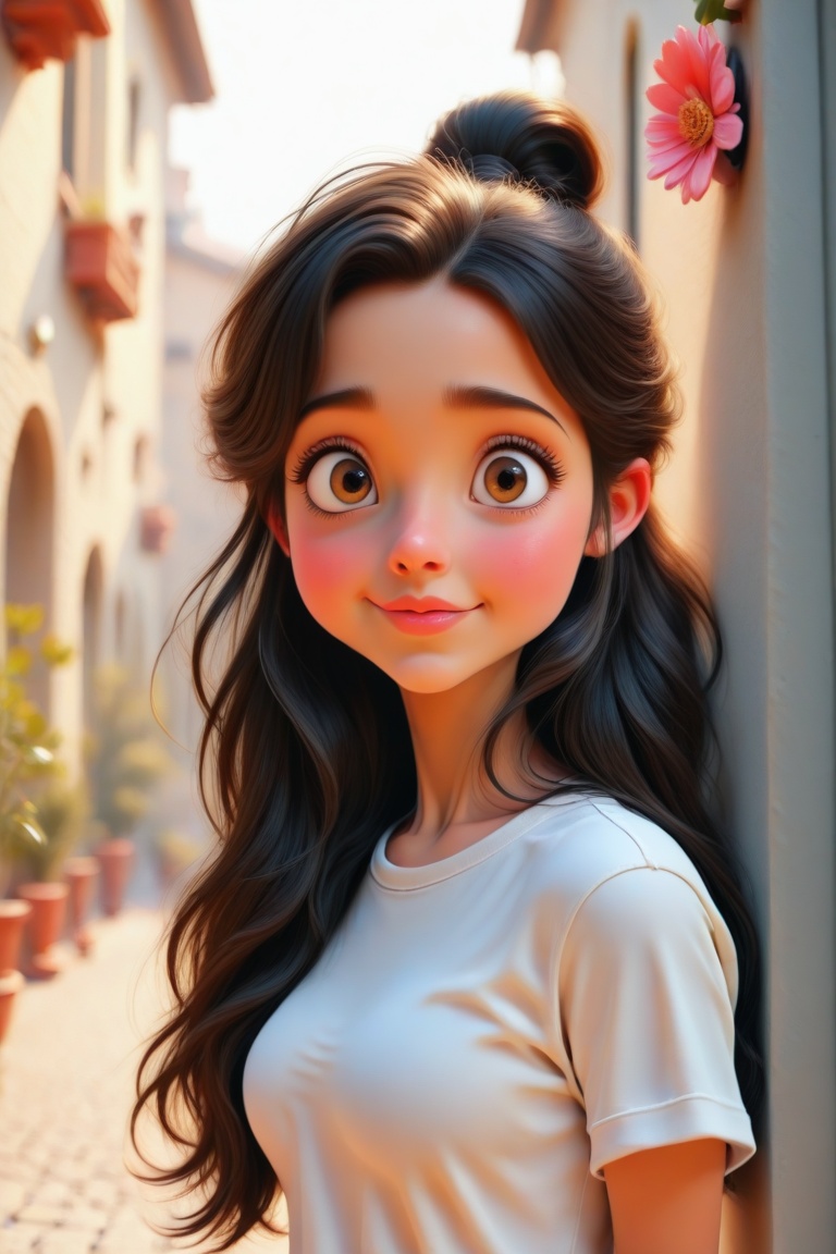 masterpiece,  best quality,  a portrait of a beautiful lady with a white t-shirt on Tensor.Art