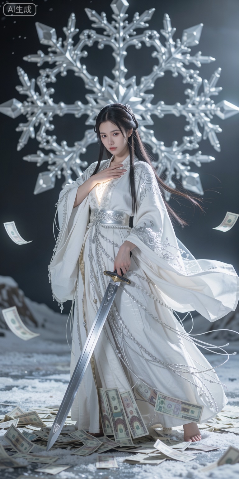 Chenduling. 1girl,  White robe,  silver thread on Tensor.Art