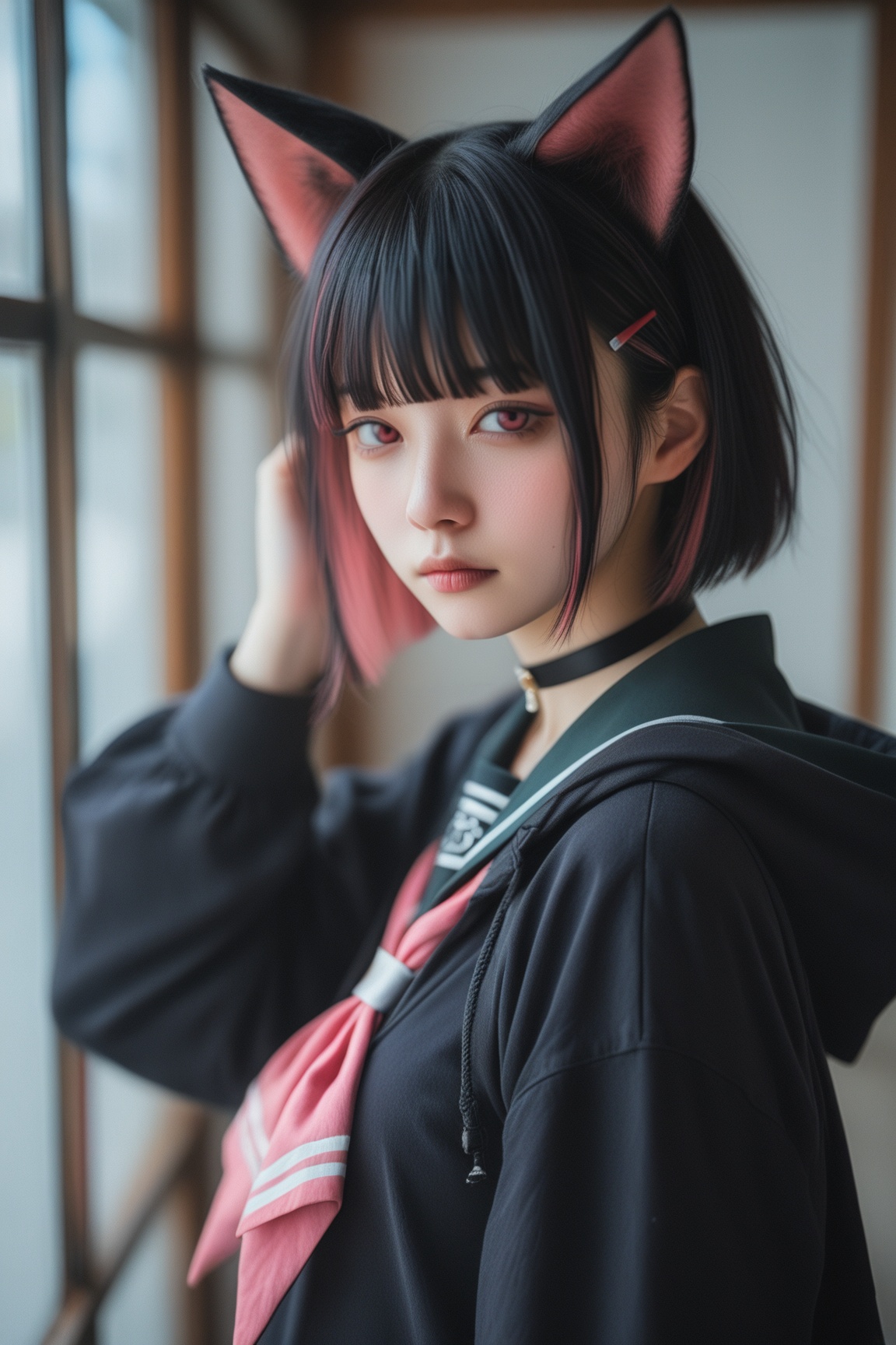 1girl,  kazusa \(blue archive\),  cat ears on Tensor.Art