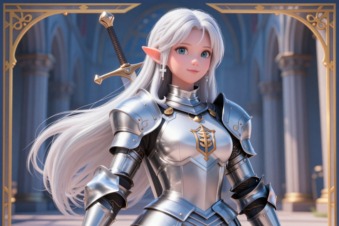 1girl,  solo,  ((elf on Tensor.Art