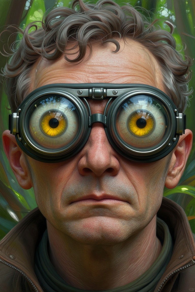 [Masterpiece fantasy digital portrait by Greg Rutkowski and Alphonse Mucha of] A surreal,  highly detailed close-up portra...