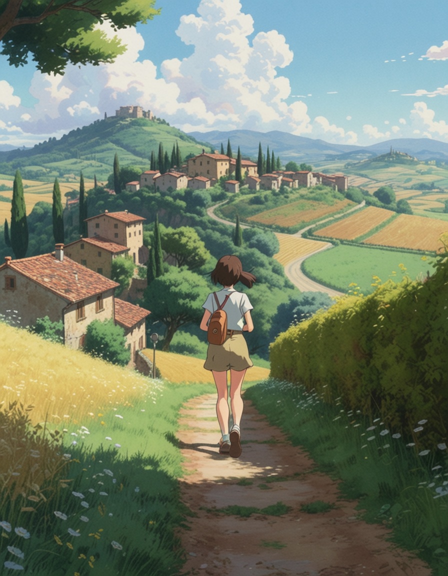 ehghibli6,  girl running,  tuscany on Tensor.Art