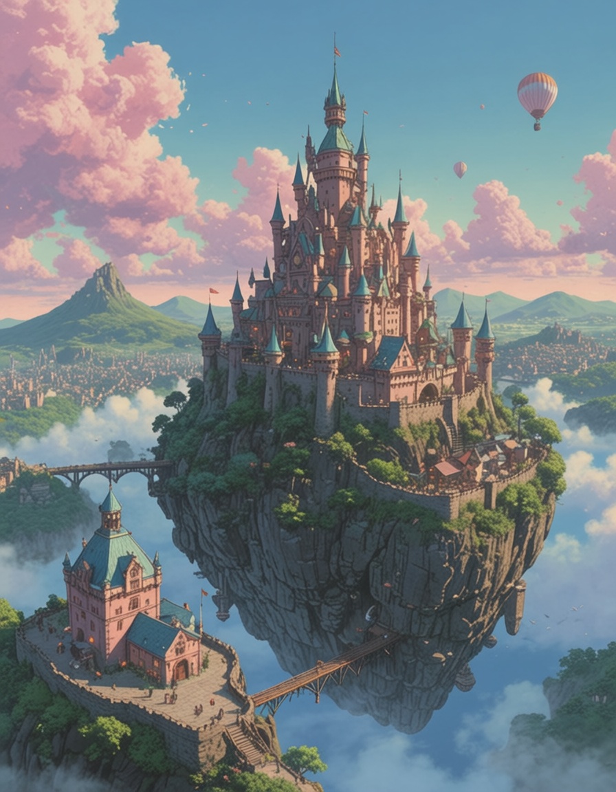 ehghibli6,  a city in the sky,  castle floating on Tensor.Art