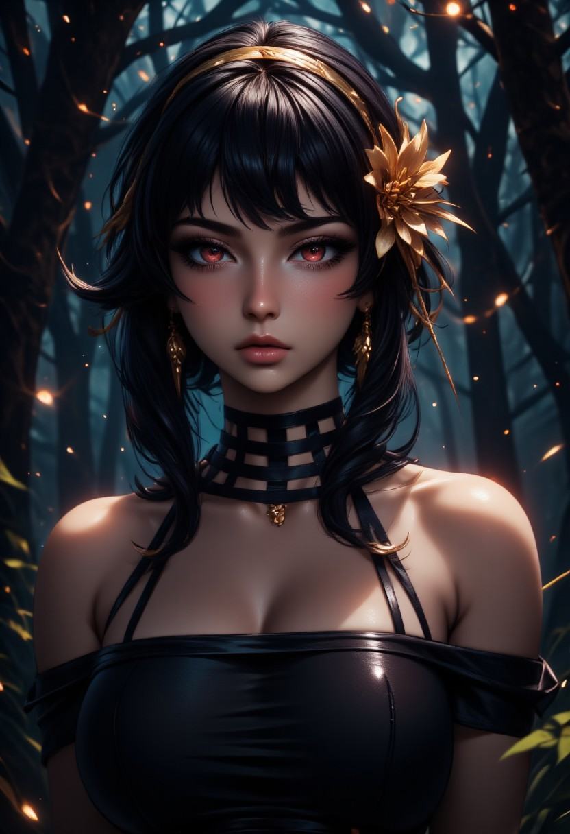 zzYor,  black hair,  red eyes on Tensor.Art