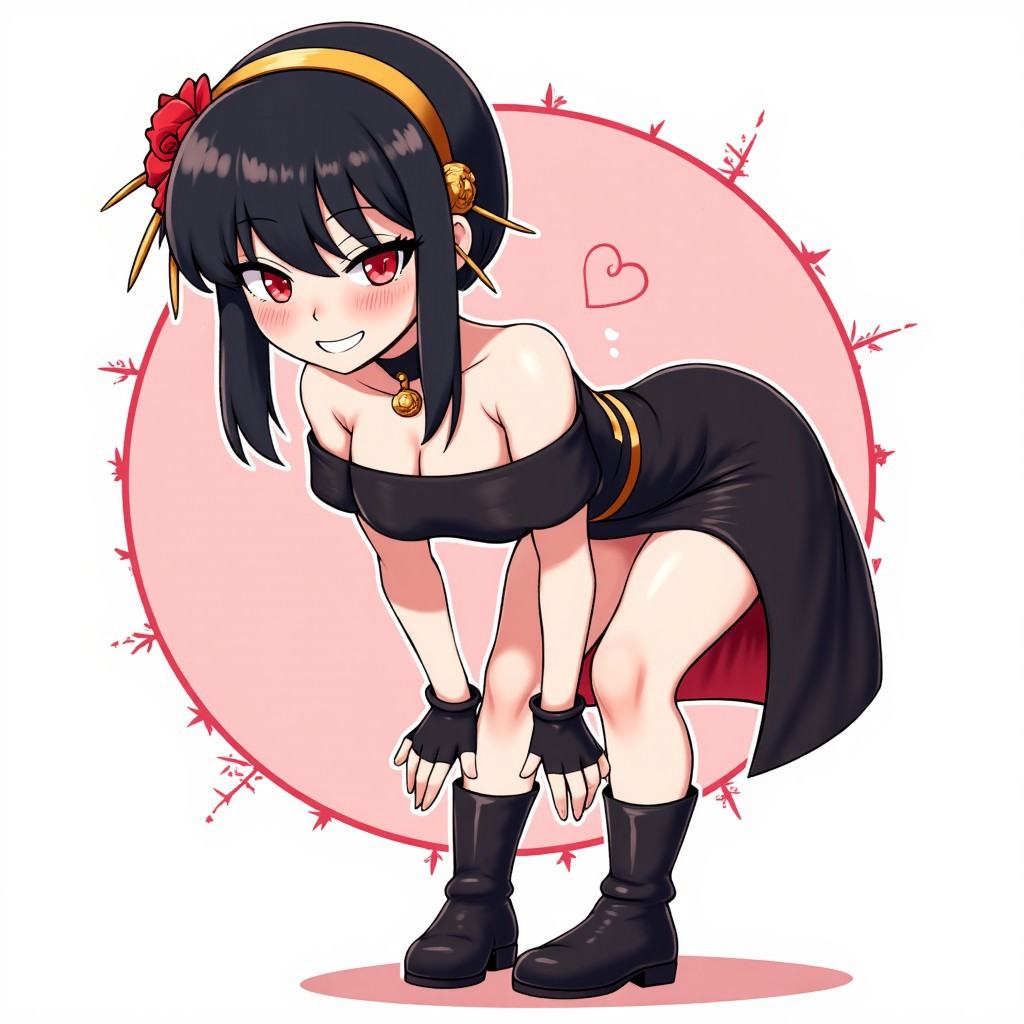 A cartoon style with cartoon lines picture of zzYor,  black hair,  red eyes on Tensor.Art