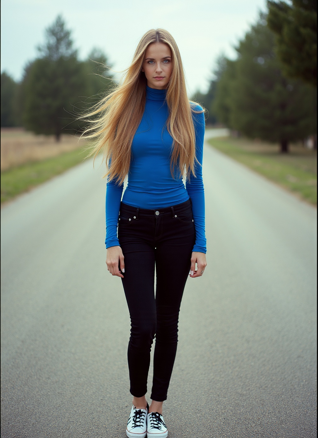 fine art photograph,  voluminous long blonde hair,  full-body portrait on Tensor.Art