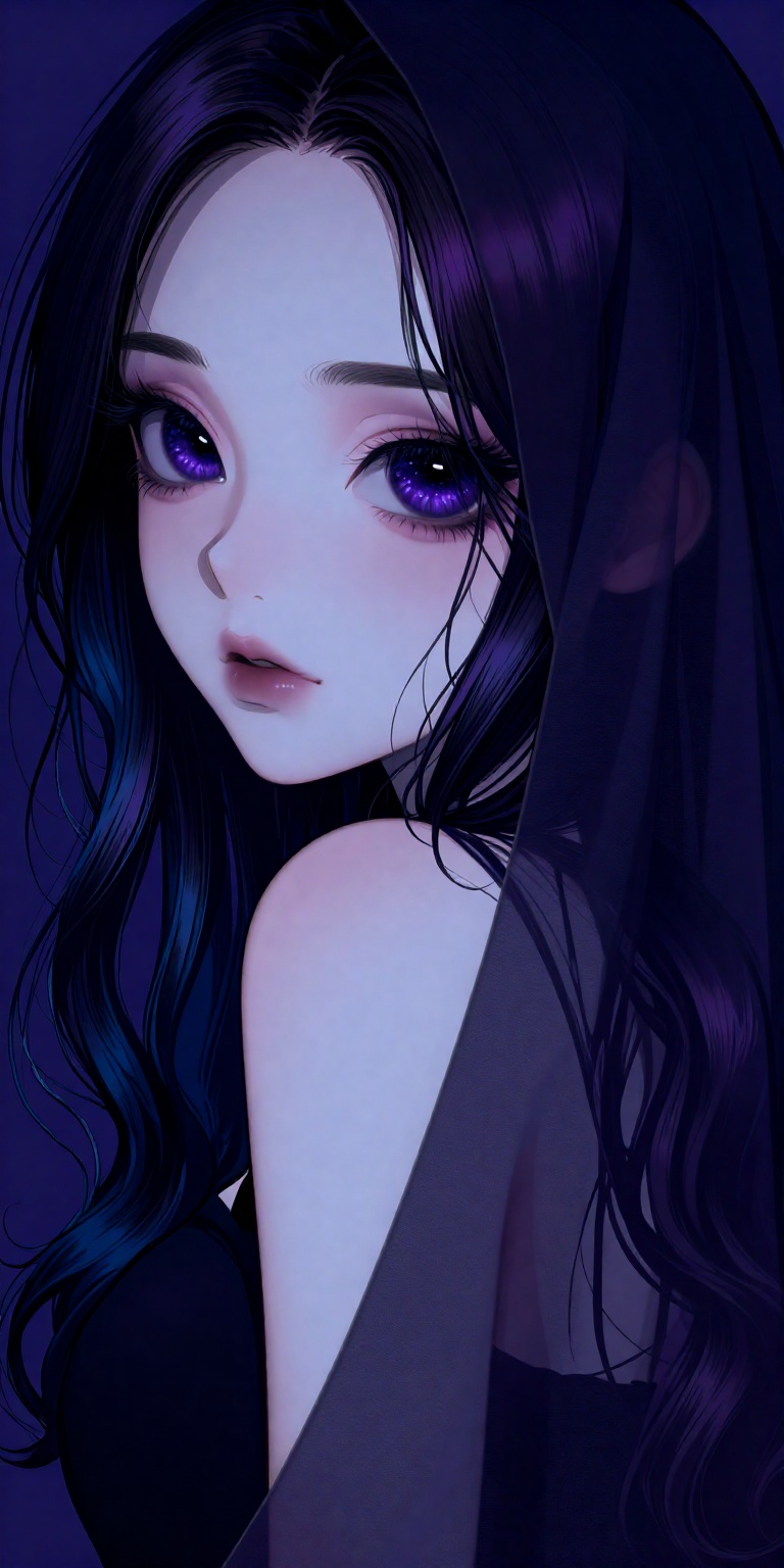 a digital drawing in an anime-inspired,  high-detail,  fantasy art style. The subject is a young woman with a strikingly b...
