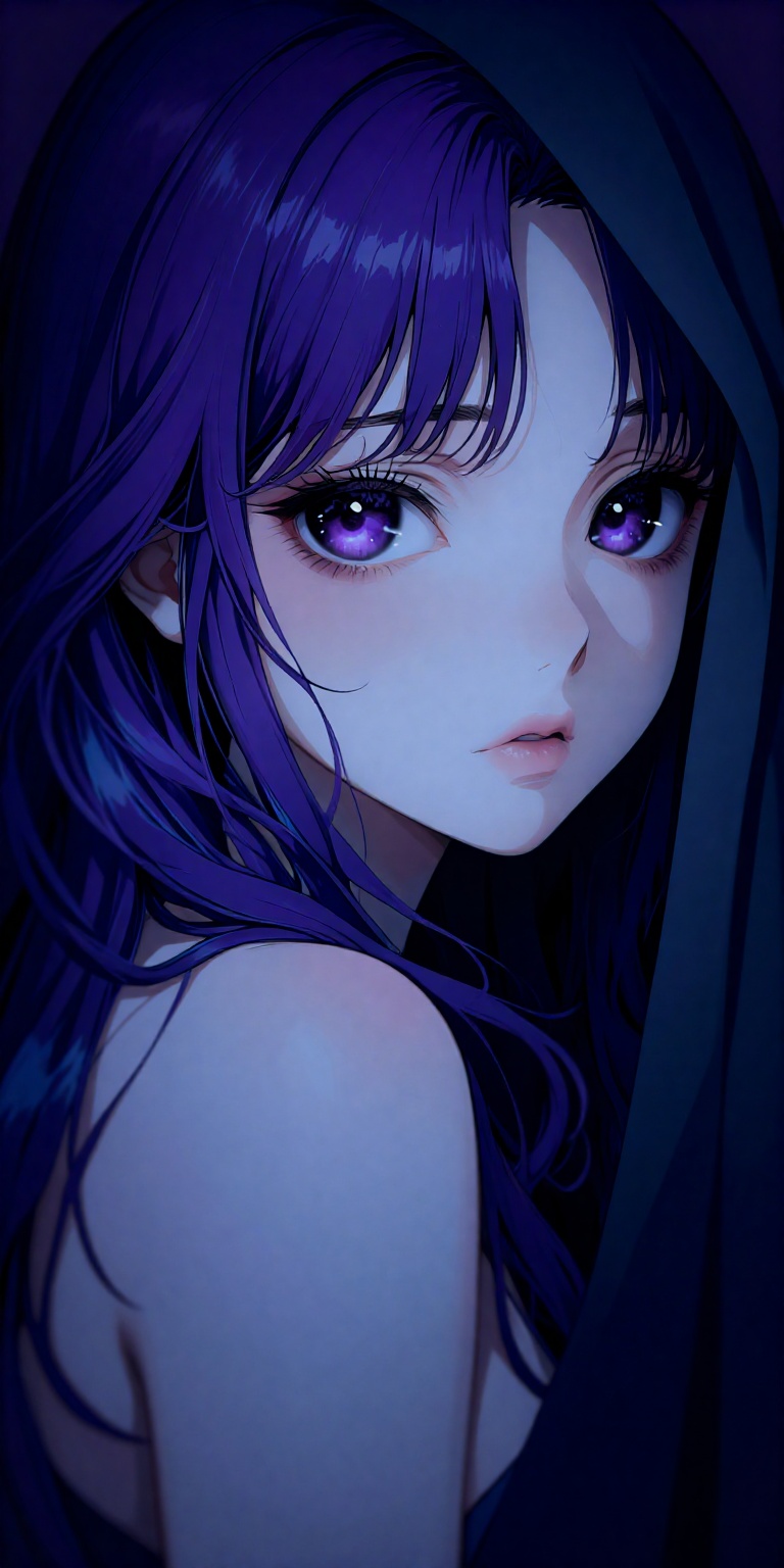 a digital drawing in an anime-inspired,  high-detail,  fantasy art style. The subject is a young woman with a strikingly b...