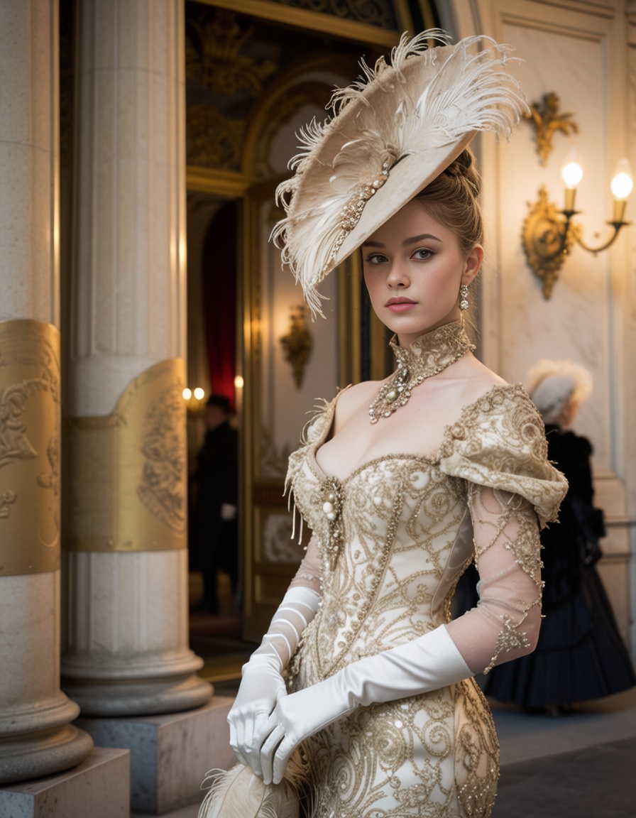 ehleica,  portrait of a stunning young woman in Belle Époque Paris,  circa 1900 on Tensor.Art