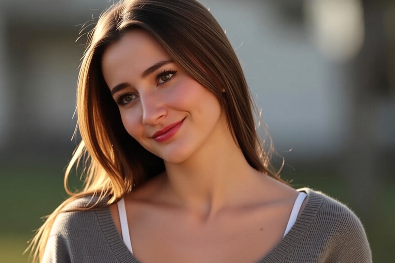 Create a cinematic framing masterpiece in best quality using Absurdres and official style. Depict a solo womanwith a smile...