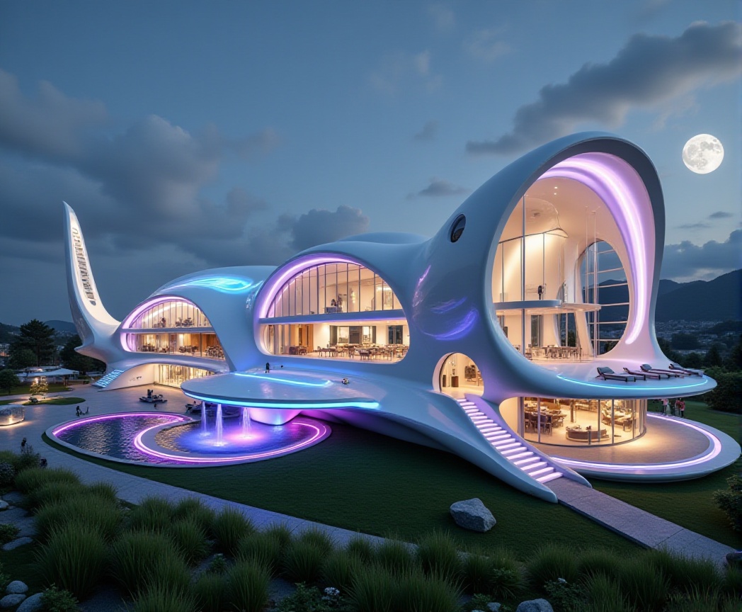 Beautiful modern spaceship with section design,  like church ,  beautiful landscape. One is beautiful and modern church wi...