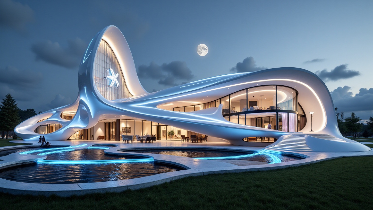 Beautiful modern spaceship with section design,  like church ,  beautiful landscape. One is beautiful and modern church wi...
