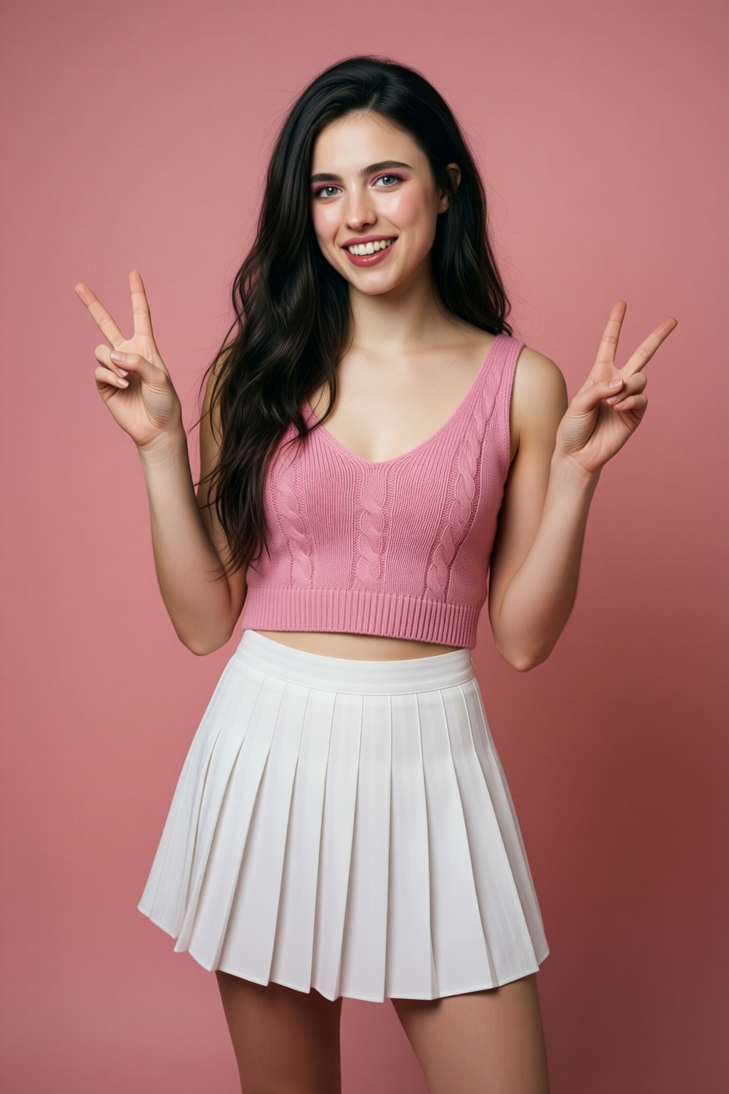 Professional studio portrait of a young Brunette woman with fair skin,  a slim build,  and long on Tensor.Art