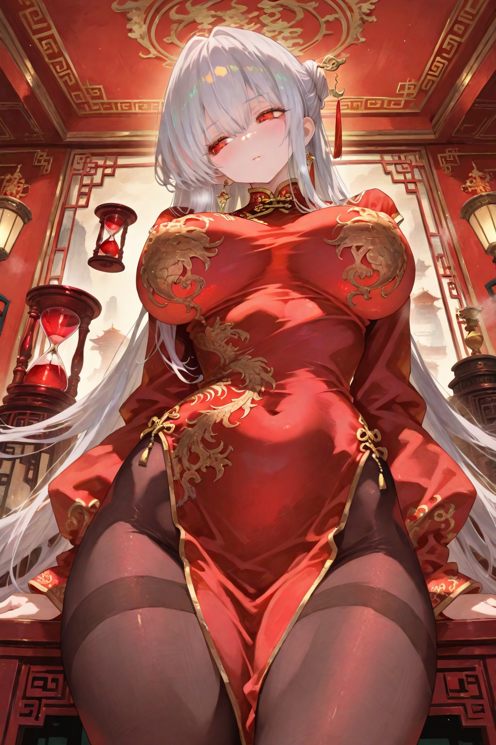 sexy woman ,  China sets ,  Silver Hair by 月老板 on Tensor.Art