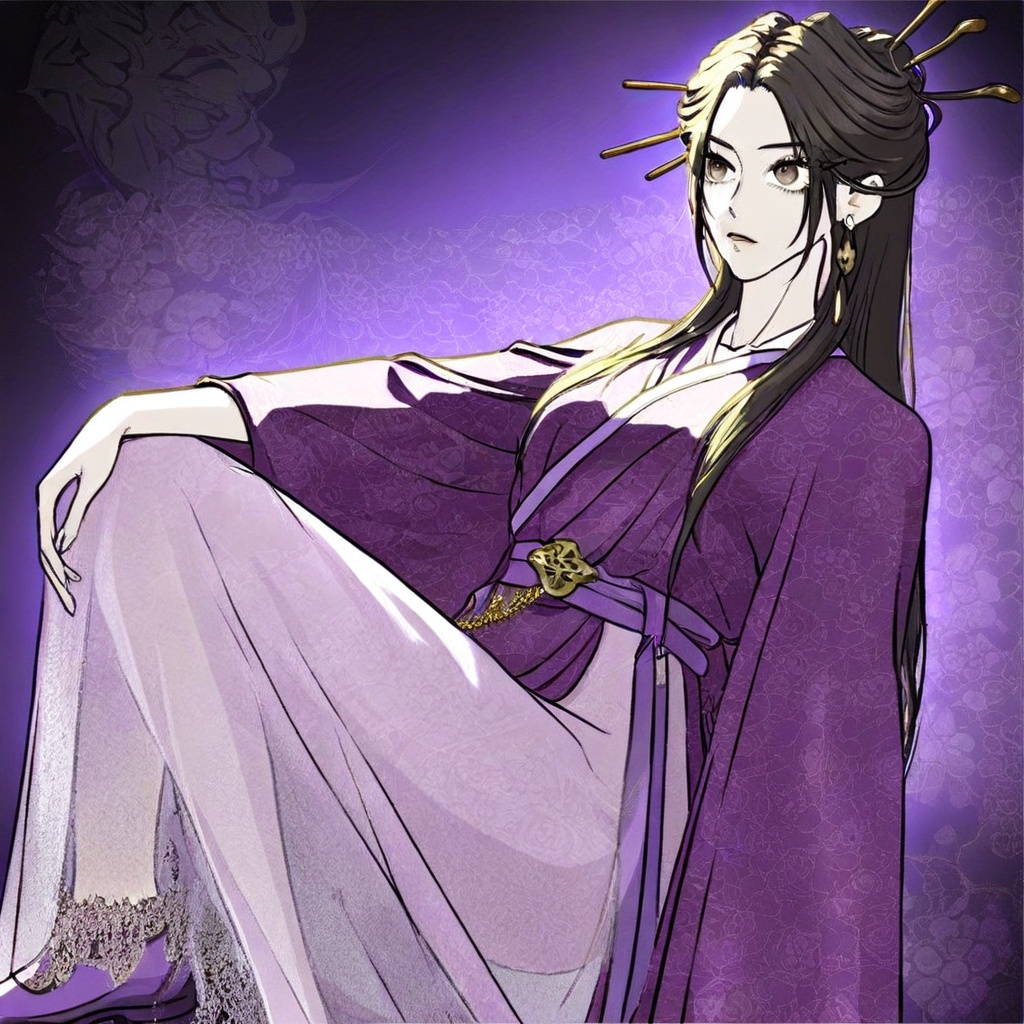 long hair,  black hair,  partially tied hair on Tensor.Art