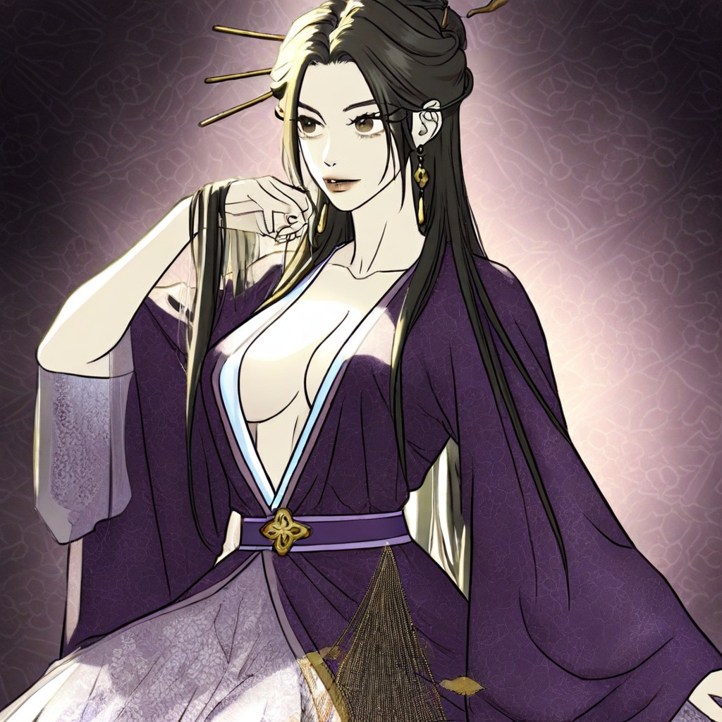 long hair,  black hair,  partially tied hair on Tensor.Art