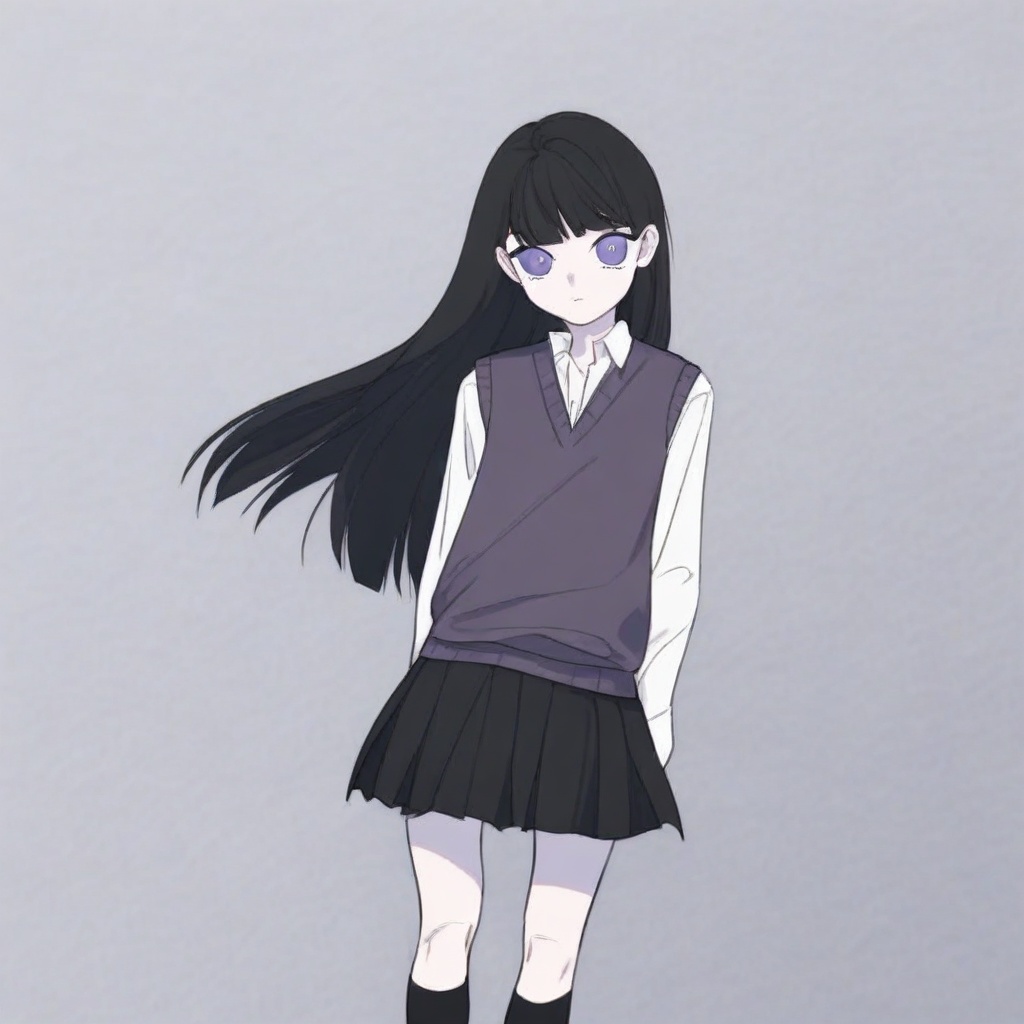 long hair,  bangs,  purple eyes on Tensor.Art