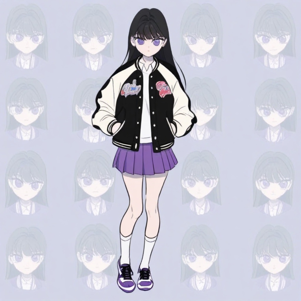 long hair,  bangs,  purple eyes on Tensor.Art