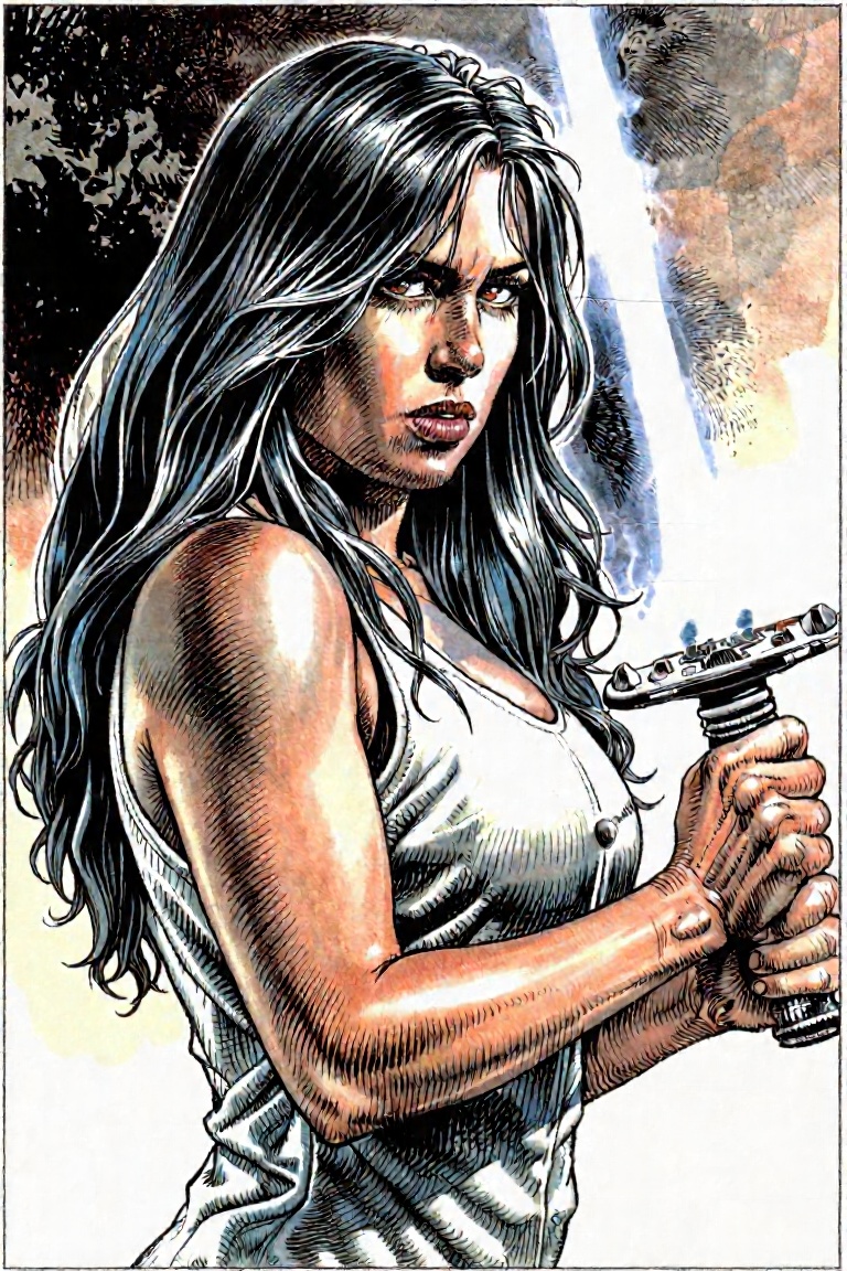 A woman holding a lightsaber,  dramatic lighting,  detailed on Tensor.Art