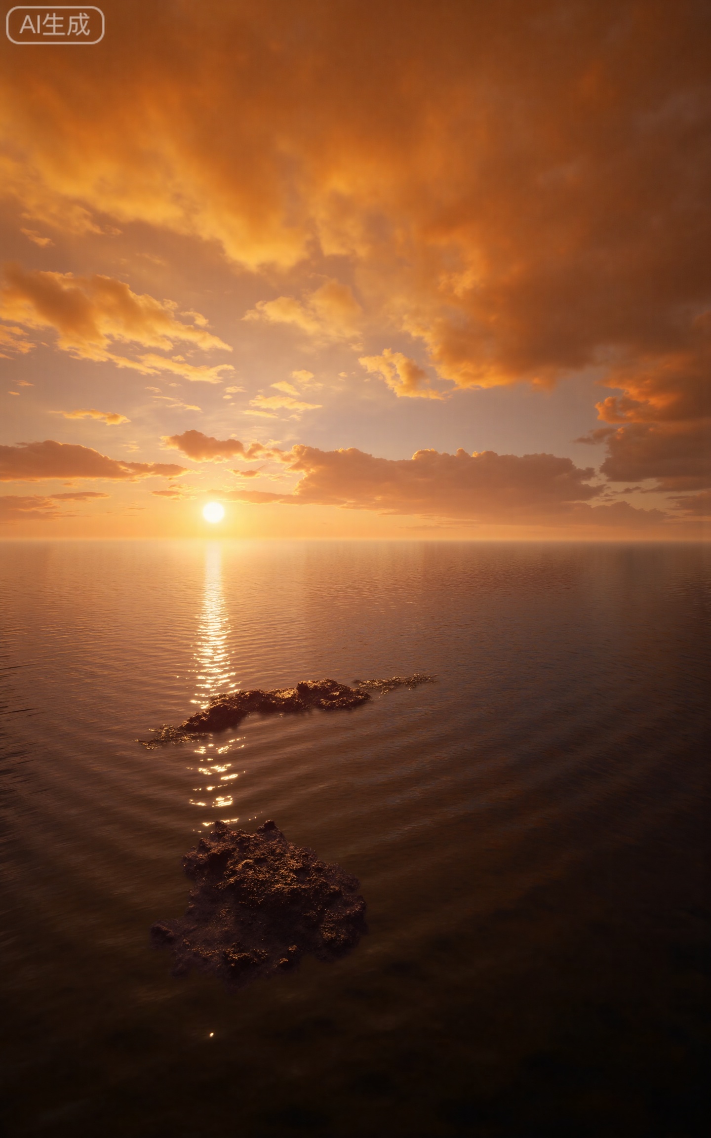 4K,best quality,high details,absurdres,masterpiece,
lvjing,
no humans, cloud, scenery, sky, outdoors, ocean, sunset, horizon, water, cloudy sky, sun, rock, reflection, orange sky,
