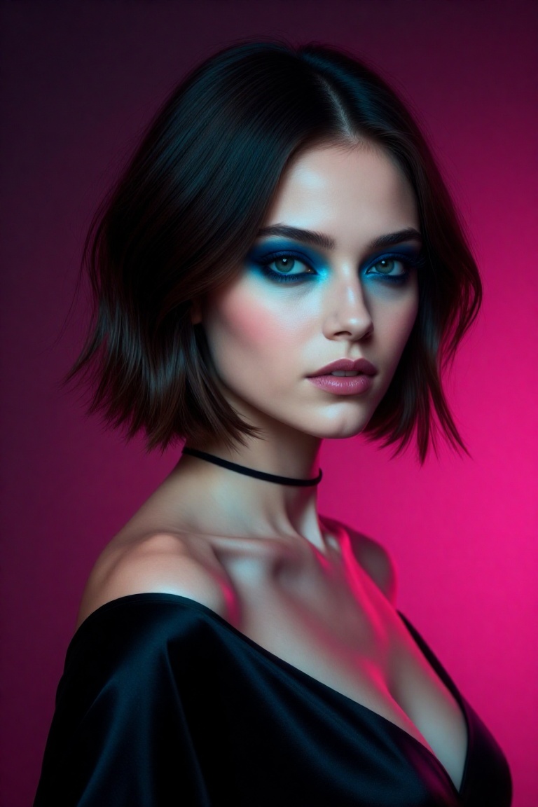 a chic,  magnetic 20yo woman,  slender oval face on Tensor.Art