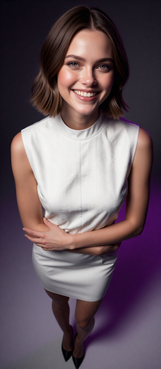 HDR photo of beautiful young woman,  happy and smiling,  bobcut hair on Tensor.Art
