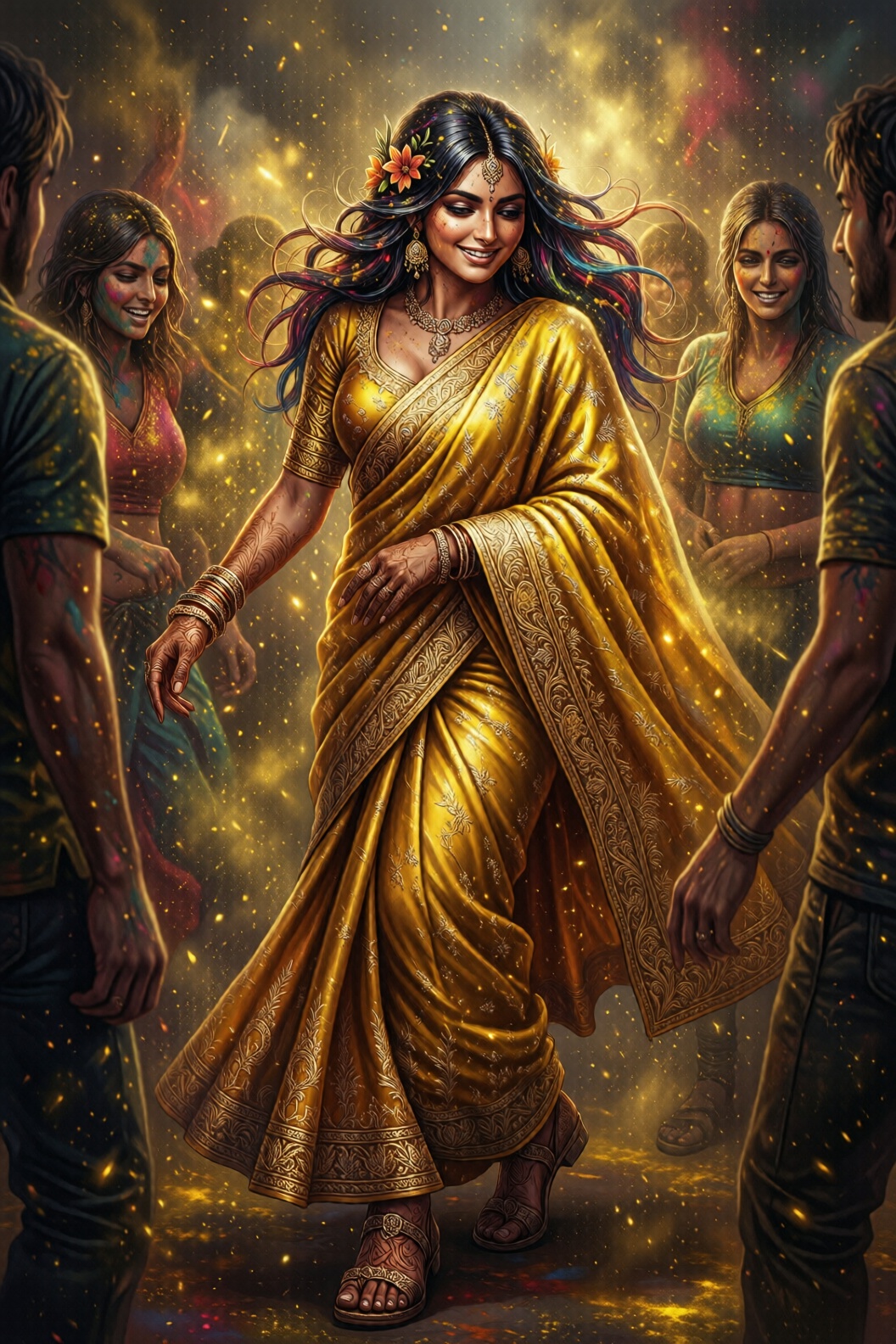 D@nt3W0ntD13,  B@rb@r@,  In the midst of a vibrant Holi celebration on Tensor.Art