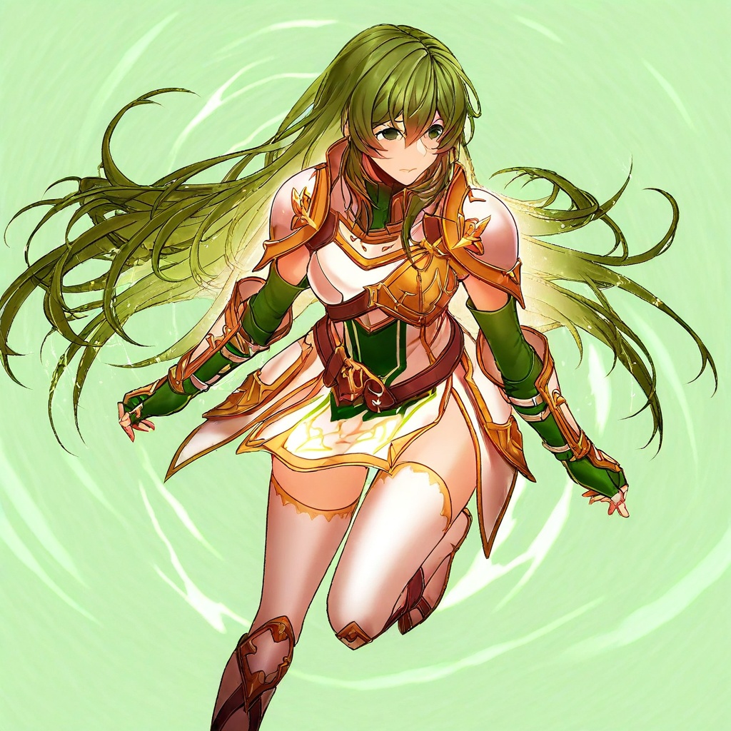 erinys-fe,  green hair,  very long hair on Tensor.Art
