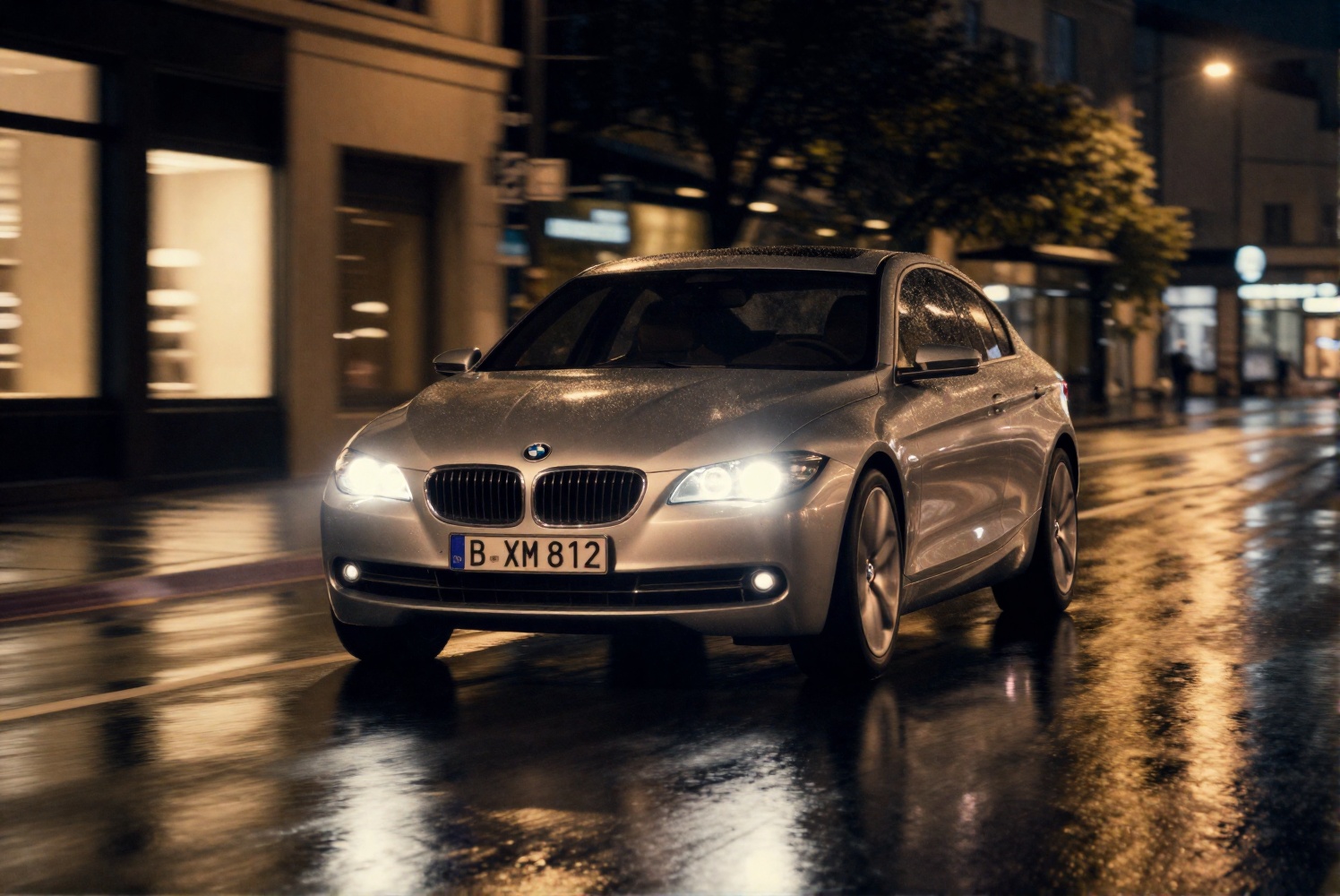 Ultra-realistic nighttime commercial-style photograph of a BMW GINA concept car (2008),  front view,  wide shot on Tensor.Art