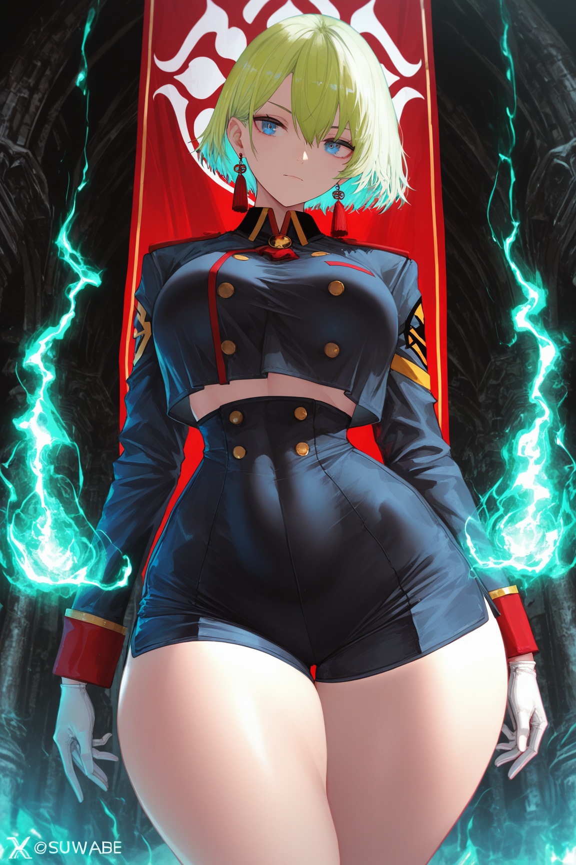 1girl,  white gloves,  wavy short hair on Tensor.Art