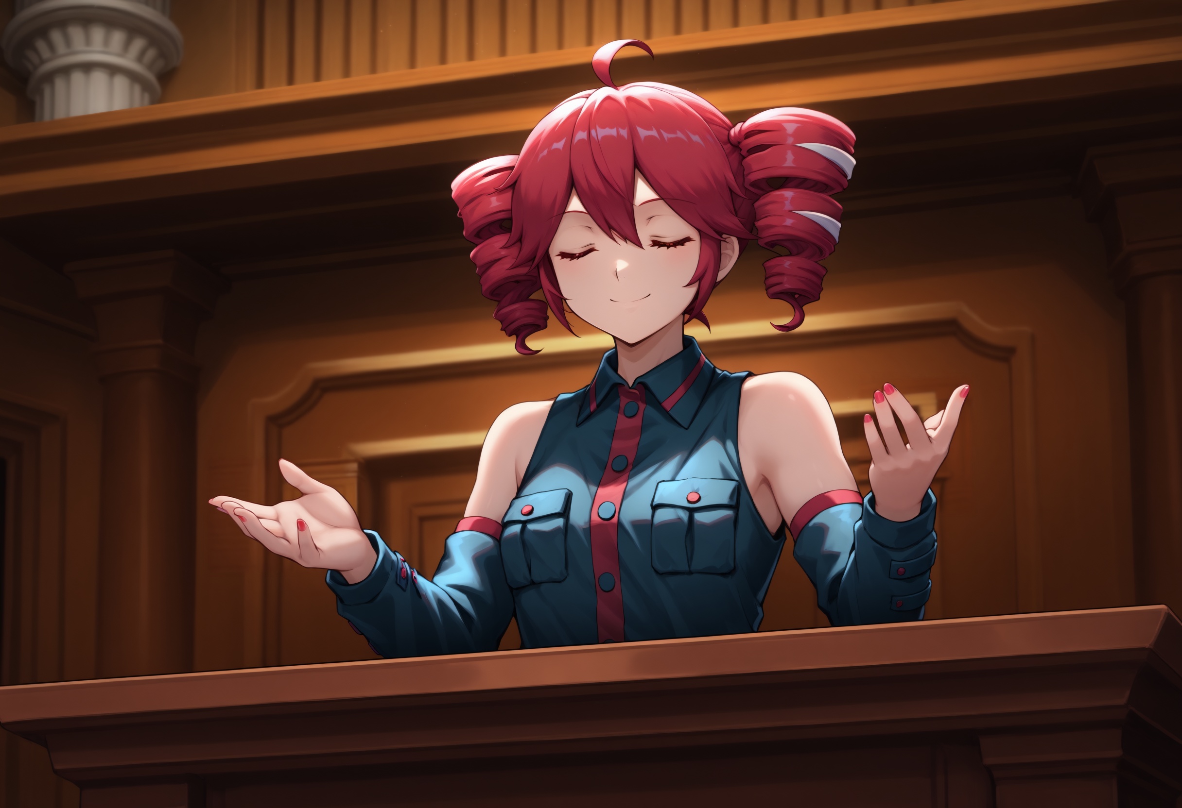 closed mouth,  smile,  hands up on Tensor.Art