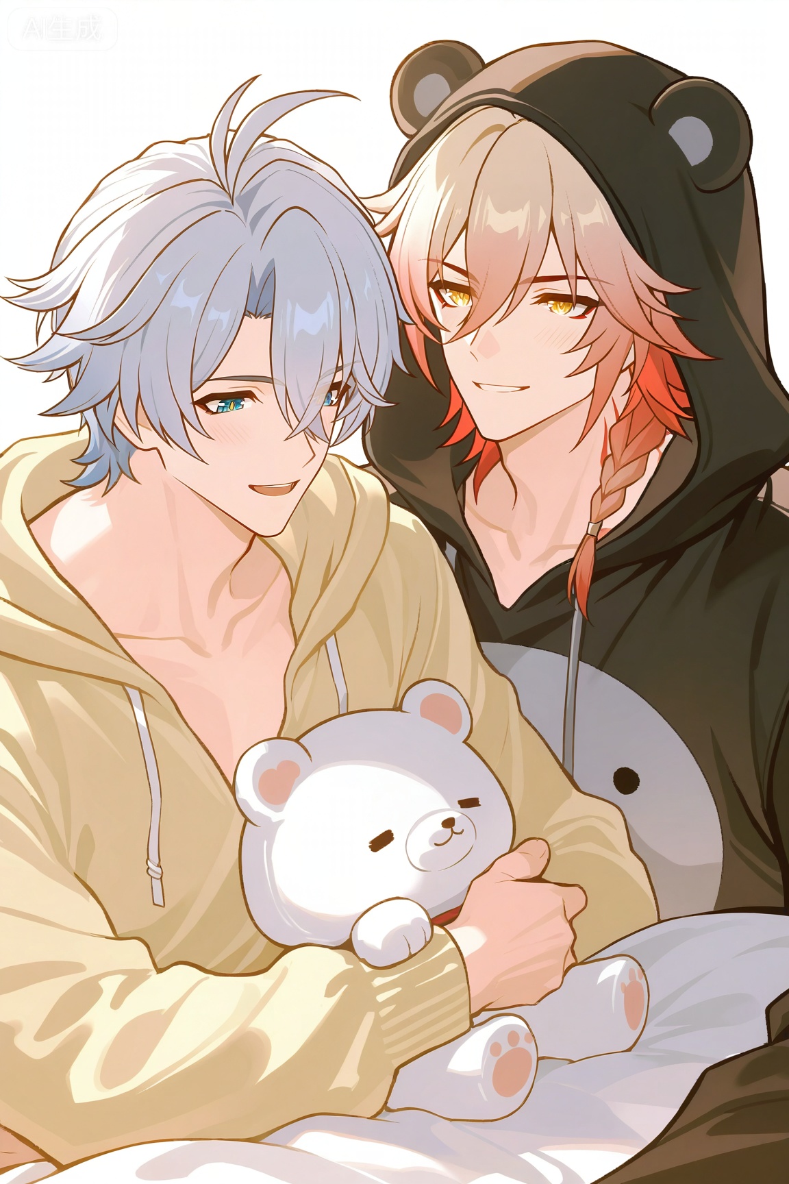 ((1boy,  mydei blonde hair,  red hai on Tensor.Art