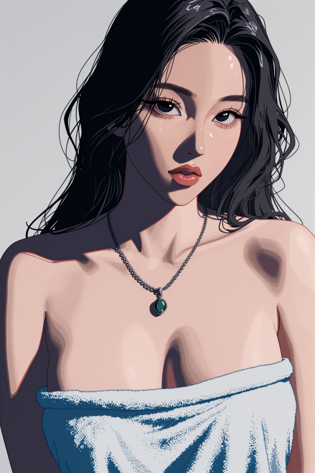 lips,  solo,  naked towel on Tensor.Art